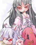  bangs fujiwara_no_mokou houraisan_kaguya lowres multiple_girls nyagakiya rivalry touhou 