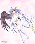  asymmetrical_wings bad_anatomy blue_hair desuno dizzy guilty_gear red_eyes ribbon solo tail tail_ribbon thighhighs wings 