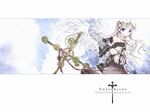  blue_eyes highres kochou_(totenkreuz) original ribbon solo wallpaper white_hair wings 