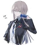  1boy :| black_jacket black_ribbon blue_eyes blue_gloves blue_hair brown_hair closed_mouth collared_shirt cosplay expressionless fate/grand_order fate/grand_order_arcade fate_(series) gekkoukan_high_school_uniform gloves gradient_hair jacket long_hair long_sleeves looking_at_viewer male_focus multicolored_hair neck_ribbon noah_(fate) open_clothes open_jacket persona persona_3 ribbon school_uniform sherry_0014 shirt simple_background solo two-tone_hair upper_body white_background white_shirt wing_collar yuuki_makoto_(persona_3) yuuki_makoto_(persona_3)_(cosplay) 