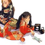  copyright_request japanese_clothes kimono lowres mebae multiple_girls new_year 