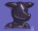 anthro bust_portrait canid canine clothed clothing faceless female fox full_body_suit hi_res latex latex_clothing latex_mask latex_skinsuit mammal mask neatnick portrait sensory_deprivation sensory_deprivation_hood skinsuit solo tight_clothing