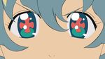  aqua_hair artist_request close-up green_eyes hair_between_eyes highres nia_teppelin solo symbol-shaped_pupils tengen_toppa_gurren_lagann v-shaped_eyebrows wallpaper 