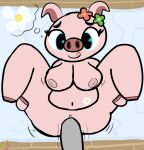 animal_crossing anthro aroused big_breasts breasts domestic_pig duo female gala_(animal_crossing) klutzatdusk licking licking_lips looking_pleasured lying male male/female mammal nintendo on_back penetration presenting sex slightly_chubby slightly_chubby_female spreading suid suina sus_(pig) tongue vaginal vaginal_penetration