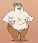 4_fingers anatid anseriform anthro areola avian bedroom_eyes belly bentina_beakley bird breasts disney duck ducktales ducktales_(2017) eyebrows eyelashes eyeshadow eyewear female fingers glasses grey_hair grey_pubes hair hair_bun hanging_belly jodero makeup narrowed_eyes navel nipples overweight overweight_anthro overweight_female pubes seductive simple_background slightly_chubby slightly_chubby_anthro slightly_chubby_female smile smiling_at_viewer solo tan_background thick_thighs white_body wide_hips