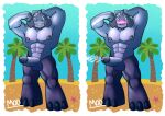 alien alien_humanoid anthro balls biceps big_muscles big_penis blue_body blush bodily_fluids cum digital_media_(artwork) disney ejaculation erection flexing gantu genital_fluids genitals hi_res humanoid lilo_and_stitch male muscular muscular_male nipples nude open_mouth penis simple_background smile solo torito_moo