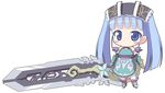  blue_eyes blue_hair chibi dress gretel_(otogi-jushi_akazukin) kagura_yuuki otogi-juushi_akazukin solo sword weapon 
