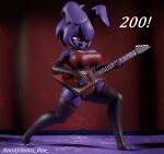 anonymous_0ne anthro big_breasts bonnie_(cally3d) bonnie_(fnaf) breasts buckteeth clothed clothing female five_nights_at_freddy&#039;s fredina&#039;s_nightclub guitar hi_res lagomorph legwear leporid mammal musical_instrument pink_eyes playing_guitar playing_music plucked_string_instrument rabbit scottgames solo string_instrument teeth thigh_highs