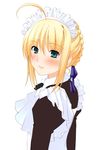  artoria_pendragon_(all) blonde_hair fate/stay_night fate_(series) green_eyes maid saber shizuku_(artist) solo 