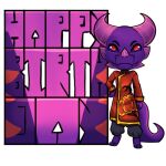 bear213 birthday dragon emoji horn low_res mythological_creature mythological_scalie mythology purple_body purple_scales scales scalie