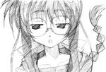  gofu greyscale lyrical_nanoha mahou_shoujo_lyrical_nanoha monochrome sketch solo takamachi_miyuki traditional_media 