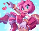 5_fingers accessory amy_rose anthro bloomth boots breasts clothing eulipotyphlan female fingers footwear gloves green_eyes hair_accessory hairband hammer handwear heart_symbol hedgehog hi_res looking_at_viewer mammal open_mouth open_smile piko_piko_hammer sega signature simple_background smile solo sonic_the_hedgehog_(series) tools