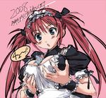  :o airi_(queen's_blade) animal animal_between_breasts between_breasts blue_eyes breasts hair_ribbon head_between_breasts large_breasts lowres mouse queen's_blade red_hair ribbon solo takamura_kazuhiro twintails 