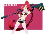  bikini_top gun hayato_(meromoni) long_hair red_hair scarf short_shorts shorts solo tengen_toppa_gurren_lagann thighhighs weapon yoko_littner 