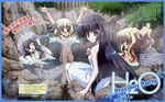  3girls black_hair blonde_hair h2o_footprints_in_the_sand highres kagura_hinata kohinata_hayami multiple_girls naked_towel nude onsen oonishi_takako otoha otoko_no_ko purple_eyes towel water wet yakumo_hamaji 