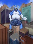  absurd_res anthro awoogasm belly bery big_belly big_bulge biped blue_body blue_eyes bulge canid canine canis city clothing detailed_bulge digital_media_(artwork) domestic_dog hair hi_res huge_bulge looking_down macro male male_anthro mammal multicolored_body musclegut muscular muscular_anthro muscular_male onomatopoeia property_damage smile smug smug_face solo sound_effects standing teeth text tuft underwear 