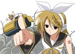  1girl blonde_hair breasts cool_your_head duplicate kagamine_rin lyrical_nanoha mahou_shoujo_lyrical_nanoha_strikers miyane_aki_(radical_dash) parody small_breasts steamroller style_parody vocaloid 