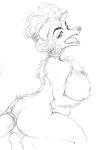  anthro areola big_breasts biped breasts canid canine chest_tuft collar female fur graphite_(artwork) greyscale hair kneeling looking_back mammal marudi monochrome multi_breast nipples nude open_mouth pencil_(artwork) rear_view sketch solo tongue traditional_media_(artwork) tuft 