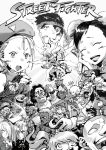  alex_(street_fighter) cammy_white chibi chun-li elena_(street_fighter) gill_(street_fighter) grabbing headband hugo_andore ibuki_(street_fighter) laughing light_rays makoto_(street_fighter) monochrome necro_(street_fighter) official_art oro_(street_fighter) poison_(final_fight) q_(street_fighter) remy_(street_fighter) street_fighter street_fighter_iii_(series) symmetry wings worried 