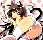 animal_ears ass bent_over cat_ears copyright_request one_eye_closed panties solo suzuki_kokono tail thighhighs underwear 