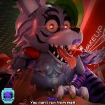 3d_(artwork) animatronic blender_(software) bodily_fluids breasts bugafterdark canid canine canis caption clothed clothing cum cum_inside digital_media_(artwork) duo erection female female_penetrated five_nights_at_freddy&#039;s five_nights_at_freddy&#039;s:_security_breach fur genital_fluids genitals hair hi_res human humanoid interspecies lipstick looking_at_viewer machine makeup male male/female male_penetrating male_penetrating_female mammal nipples nude penetration penis pussy robot roxanne_wolf saliva saliva_string salivating scott_cawthon scottgames sex steel_wool_studios tail text tongue vaginal vaginal_penetration wolf