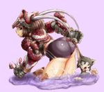  1girl armor ass brown_hair capcom cat crab felyne hermitaur_(armor) monster_hunter 