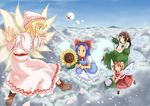  cherry_blossoms cloud fairy flower kedama kusogappa lily_white multiple_girls sunflower_fairy touhou 