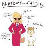  1boy 1girl age_difference anatomy_of_a_gamer_(meme) animal_ears artist_request callie_briggs cat_ears cat_tail furry glasses highres looking_at_viewer meme onee-shota simple_background solo sunglasses swat_kats tail white_background 