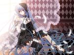  blue_hair copyright_request gothic_lolita lolita_fashion long_hair sakayaki_(burning_soul) solo thighhighs 