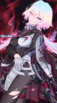  artist_request bandages boots cape earrings gloves glowing glowing_eyes honkai_(series) honkai_impact_3rd jewelry lantern_(honkai_impact) multicolored_hair necktie no_panties no_pants pantyhose shirt short_hair tagme torn_clothes white_shirt 