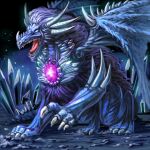  blue_eyes creature crystal dragon gem genjuu_hunter_illustration_contest no_humans open_mouth purple_gemstone th6313 tongue western_dragon wings 