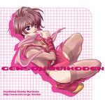  brown_hair copyright_name gensou_suikoden gensou_suikoden_i gensou_suikoden_ii kasumi_(suikoden) lowres morimoto_kinoko ninja purple_eyes short_hair solo thighhighs 