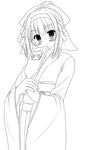  greyscale hanetsuki japanese_clothes kimono monochrome solo suzumiya_haruhi suzumiya_haruhi_no_yuuutsu uehiro 