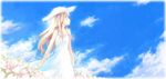  bad_id bad_pixiv_id blonde_hair cloud day dress flower hat original ritsuki sky solo sundress 