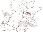  a_midnight_cat anthro bandai_namco blush bodily_fluids claws digimon digimon_(species) duo gumdramon hi_res lying male male/male male_penetrated male_penetrating male_penetrating_male on_back penetration scalie sex shoutmon sweat thrusting 