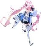  1girl blue_archive halo koyuki_(blue_archive) long_hair looking_at_viewer modare pink_eyes pink_hair solo standing thighhighs thighs transparent_background twintails white_thighhighs 