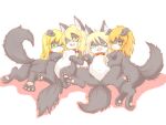  alternate_species azusa_(cookie) black_body black_fur blonde_hair canid canine canis cookie_(touhou) domestic_dog featureless_crotch female fluffy fluffy_tail fur furrification group hair hi_res mammal marz_(cookie) multicolored_body multicolored_fur naturally_censored pawpads pink_shadow rei_(cookie) semi-anthro simple_background tail two_tone_body two_tone_fur udzuki_(cookie) usb_port_(nicoseiga46816714) white_background white_body white_fur 