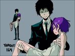  1girl blood chrome_dokuro dress formal hibari_kyouya katekyo_hitman_reborn! necktie older purple_hair shirt sorabo suit 