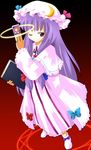  crescent hat long_hair michii_yuuki patchouli_knowledge purple_hair solo spell_card touhou 