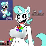  1:1 2023 absurd_res anthro artist_name beanontoast big_breasts black_sclera blue_hair blue_tail breasts craftycorn critters_(poppy_playtime) curvy_figure digital_drawing_(artwork) digital_media_(artwork) equid equine eyelashes featureless_breasts female fluffy fluffy_tail hair hi_res horn jewelry long_tail looking_at_viewer mammal mob_entertainment mythological_creature mythological_equine mythology navel necklace nude open_mouth open_smile patreon patreon_logo poppy_playtime simple_background small_waist smile smiling_critters solo tail twitter twitter_logo unicorn unicorn_horn voluptuous watermark white_body white_eyes wide_hips 