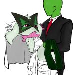  absurd_res anon anthro black_tie_(suit) blush bridal_carry carrying_another clothing dress duo female female_on_human generation_9_pokemon hi_res human human_on_anthro interspecies male male/female mammal married_couple meowscarada nintendo pokemon pokemon_(species) suit unknown_artist wedding wedding_dress 