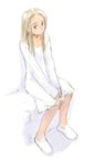  bad_id bad_pixiv_id blonde_hair brown_eyes copyright_request dress imo_cyber solo white white_background 