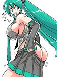  aqua_hair artist_request ass breasts hatsune_miku large_breasts long_hair lowres oekaki panties sideboob solo thong undersized_clothes underwear vocaloid 