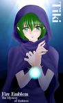  cape character_name chiki cloak copyright_name fire_emblem fire_emblem:_monshou_no_nazo green_eyes green_hair hissaa_(starlight_express) hood hooded_cloak mamkute pointy_ears solo 