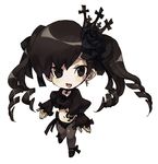  bad_id bad_pixiv_id black_eyes black_flower black_hair black_rose chibi drill_hair earrings flower gothic jewelry kiris lowres midriff original rosalia rose solo twintails 