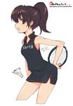  brown_eyes brown_hair clothes_writing copyright_request oekaki onija_tarou ponytail solo sportswear 