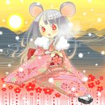  2008 animal_ears chinese_zodiac copyright_request flower inase japanese_clothes lowres mouse_ears new_year solo year_of_the_rat 