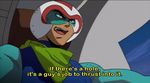  english getter_robo helmet male_focus nagare_ryoma open_mouth reverse_translation screencap sexually_suggestive shin_getter_robo solo subtitled upper_body visor 