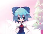  blue_eyes blue_hair cirno fairy inuhito solo touhou wings 