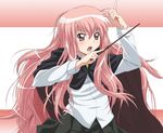  blush cape long_hair louise_francoise_le_blanc_de_la_valliere pink_hair solo wand yomi_(indigoriver) zero_no_tsukaima 